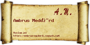 Ambrus Medárd névjegykártya